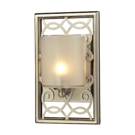 Santa Monica 1-Light Vanity Sconce In Aged Silver With Off-white Glass
